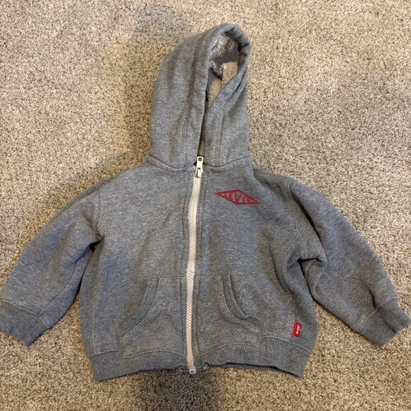 Baby Levis Zip Hoodies Jacket size 18m Grey Sherpa Lined - Picture 8 of 12